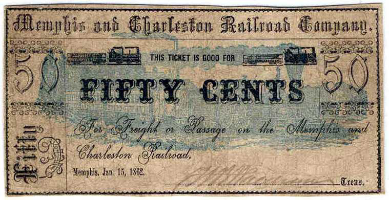 $0.50 G-1397 Memphis & Charleston RR scrip